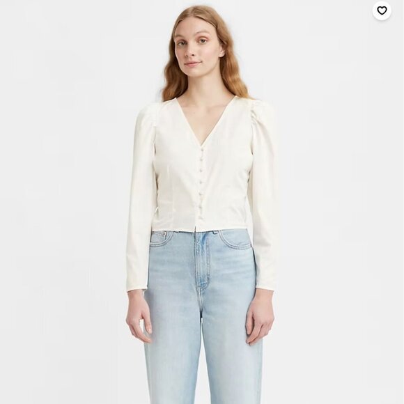 Levi's Teegan Mutton Sleeve Button-Up Blouse Size Medium - Picture 1 of 8